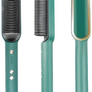 Hair straightening brush and comb